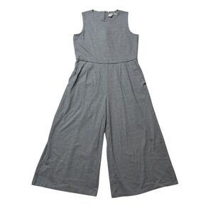 Eileen Fisher Moon Jumpsuit Womens XS Gray Organic Cotton Cropped Wide Leg Comfy